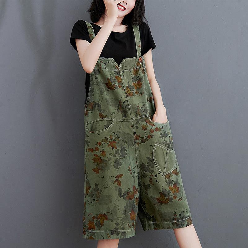 Denim Printed Five - Cent Suspenders For Women - melvincucci