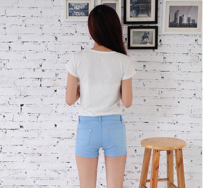 Denim Shorts Women Korean Style Elastic Colored Pencil Pants - melvincucci
