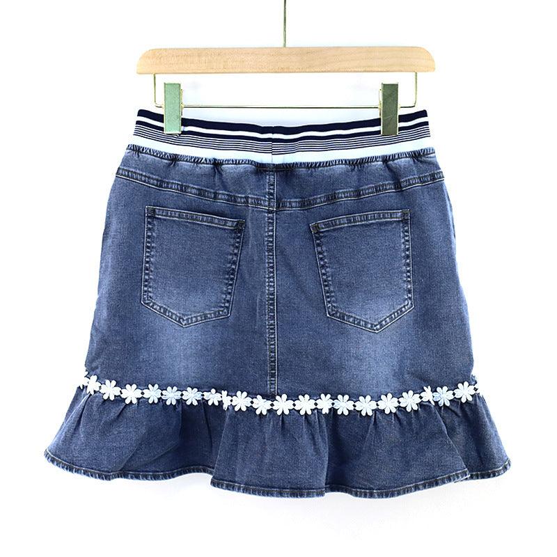 Denim Skirt Fashion Elastic Embroidery Women - melvincucci