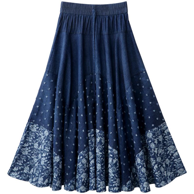 Denim Skirt, Half-length, Large-length Skirt, Printed High-waisted Skirt - melvincucci
