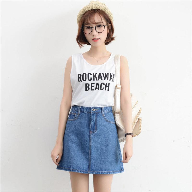 Denim skirt women summer A-line skirt - melvincucci