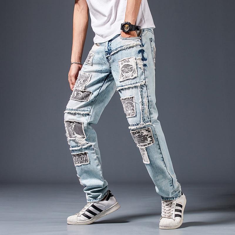 Denim Trousers Men Do Old Patches - melvincucci