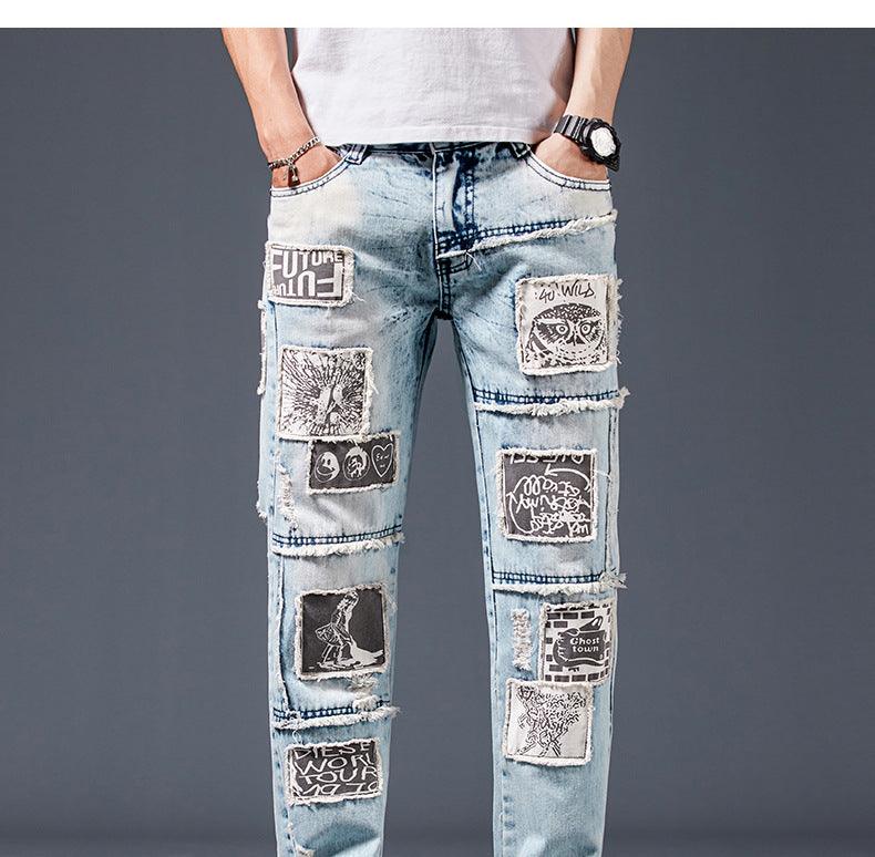 Denim Trousers Men Do Old Patches - melvincucci