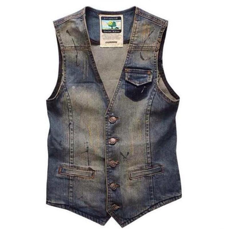 Denim vest slim men's personality trend denim - melvincucci