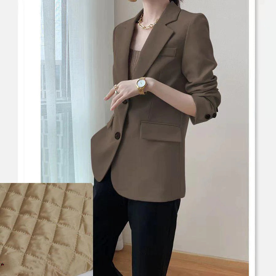 Design Sense Niche Suit Brown Small Suit Jacket Women - melvincucci