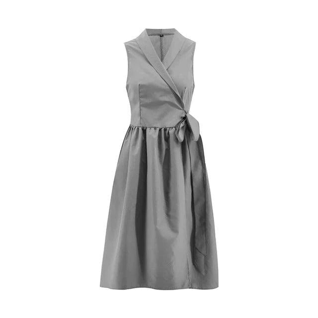Dies Midi Dress Casual Sleeveless Belt Dress Female New - melvincucci