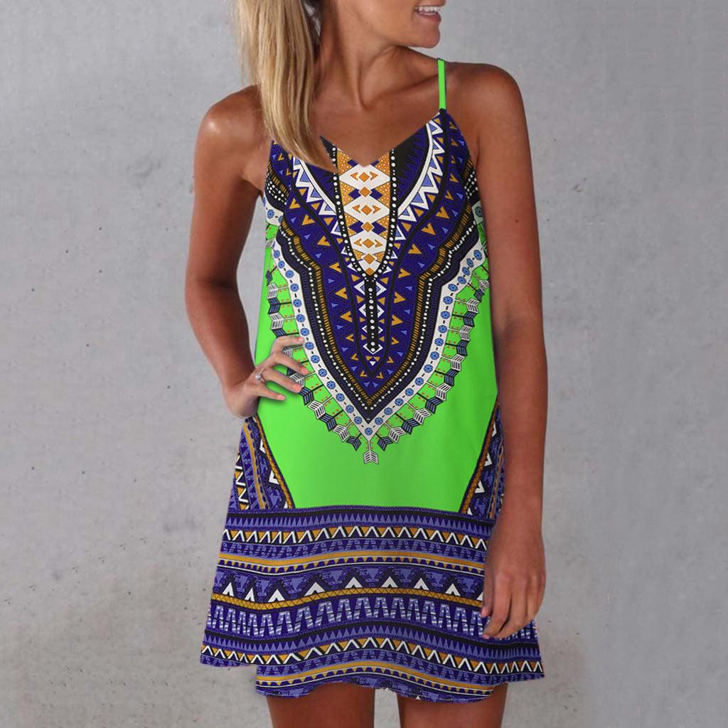 Digital printed suspender dress skirt - melvincucci