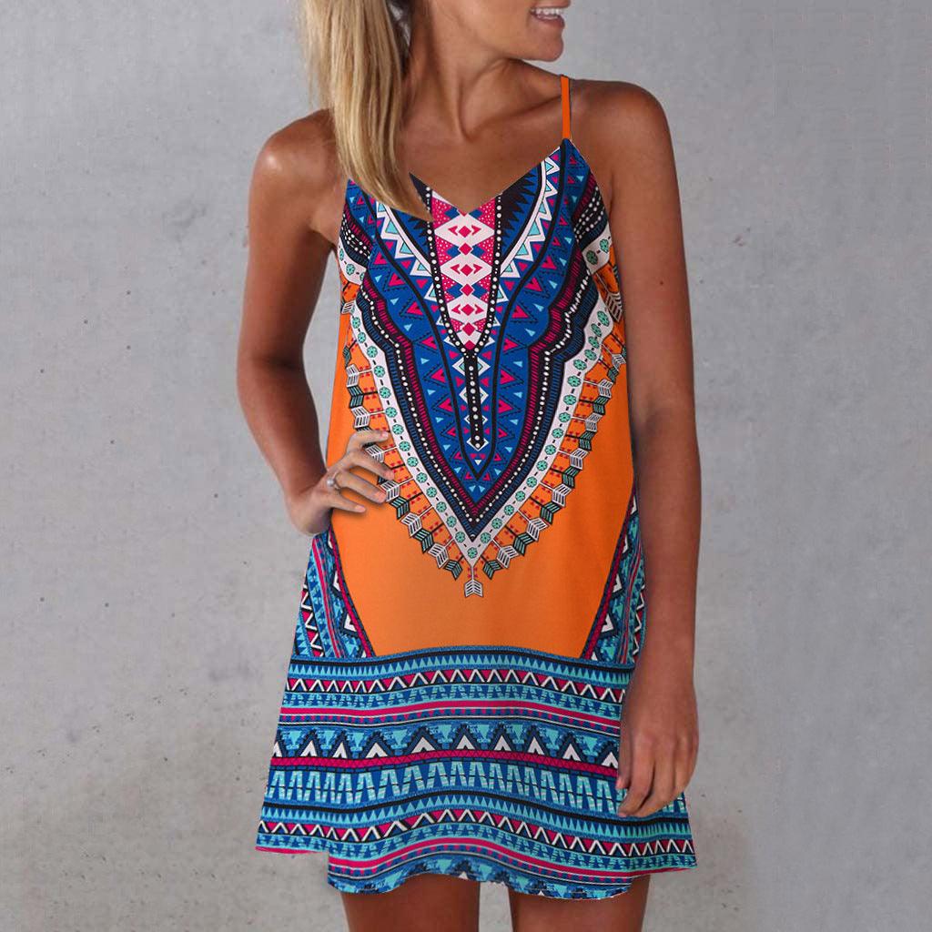 Digital printed suspender dress skirt - melvincucci