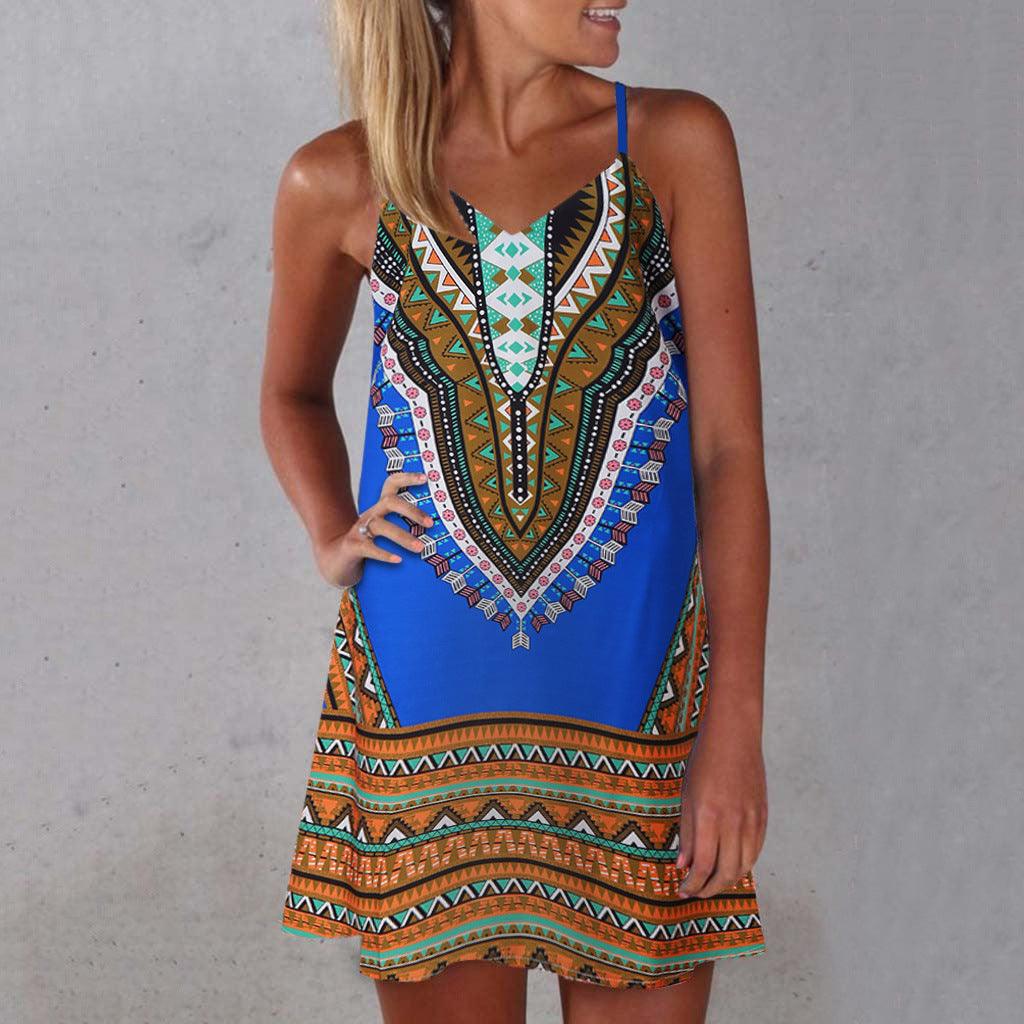 Digital printed suspender dress skirt - melvincucci