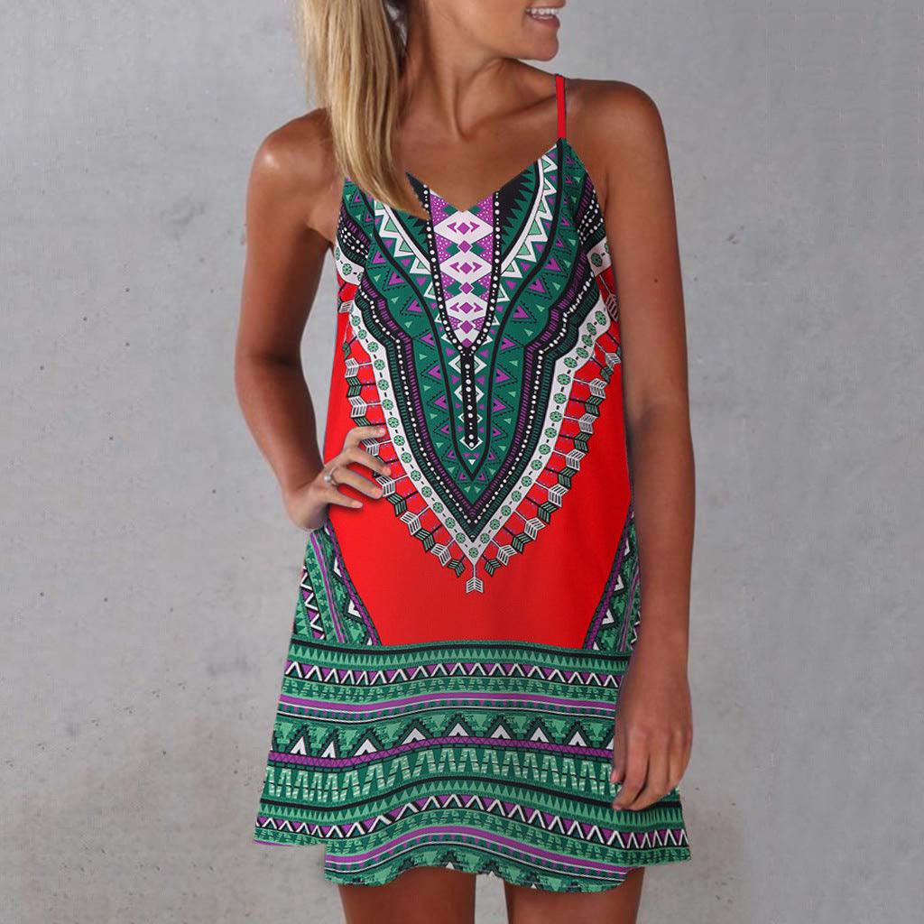 Digital printed suspender dress skirt - melvincucci
