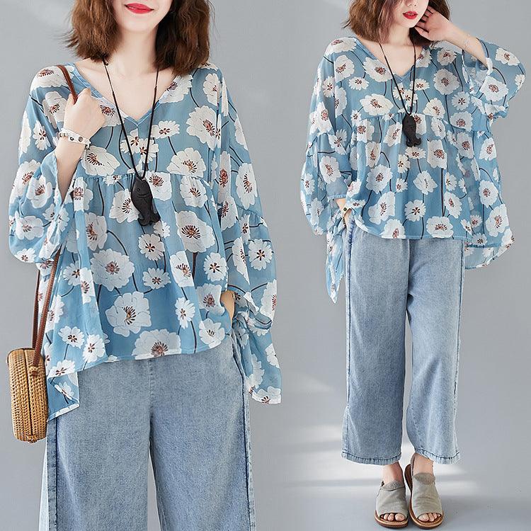 Doll Shirt Chiffon Casual Loose T-shirt Top Women - melvincucci
