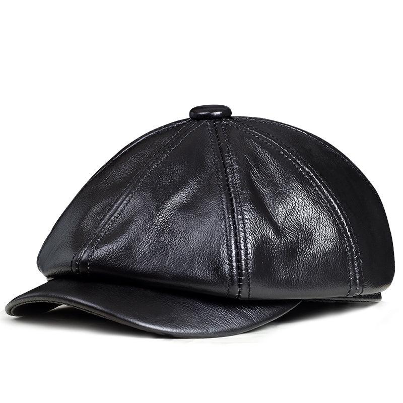 Dome Top Layer Cowhide Octagonal Hat Men - melvincucci