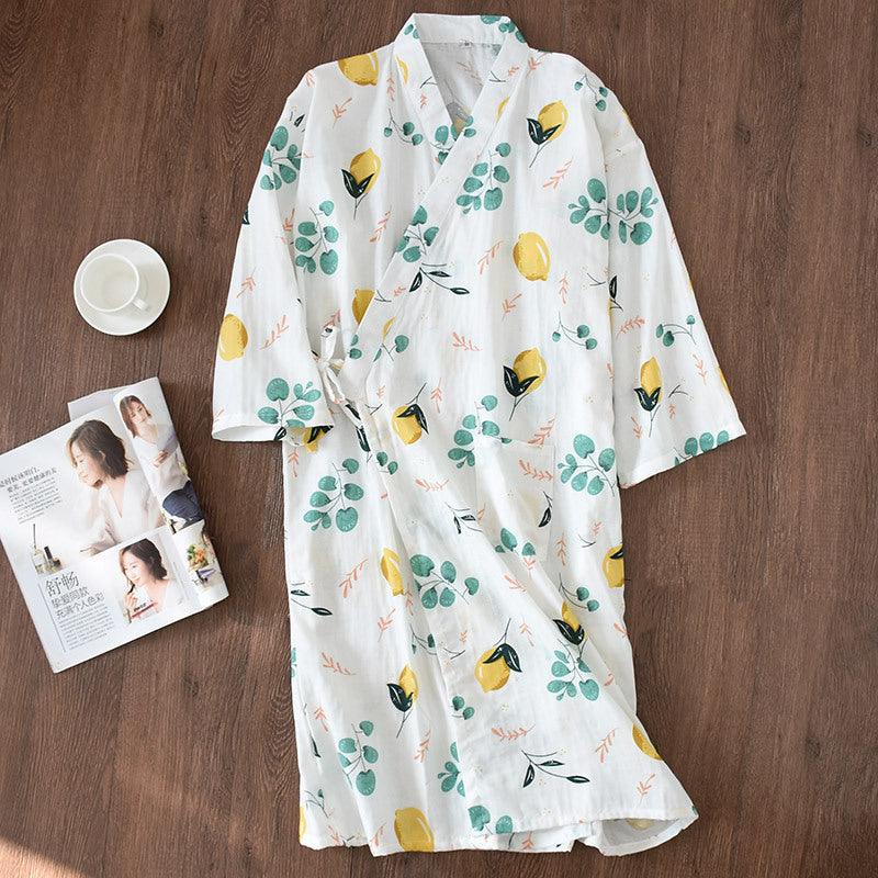 Double layer gauze pumpkin kimono bathrobe loose - melvincucci