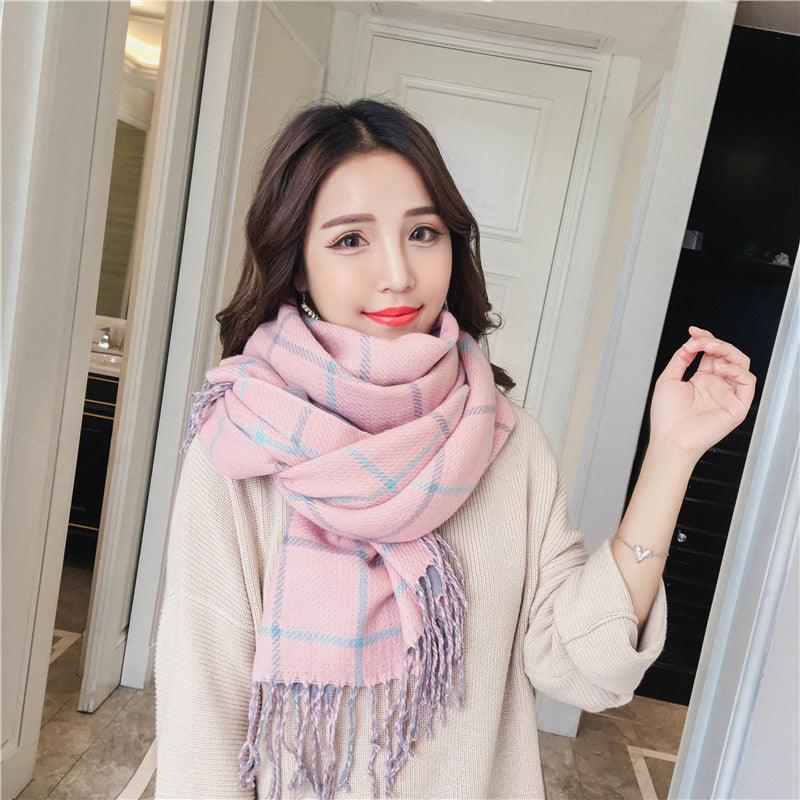 Double-sided plaid scarf women - melvincucci