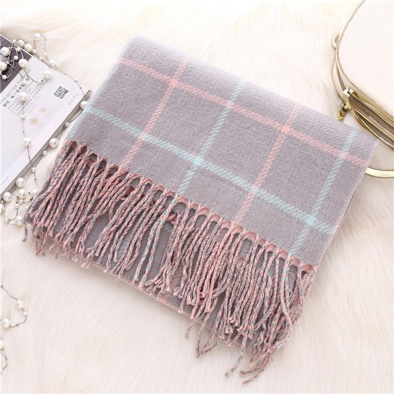 Double-sided plaid scarf women - melvincucci
