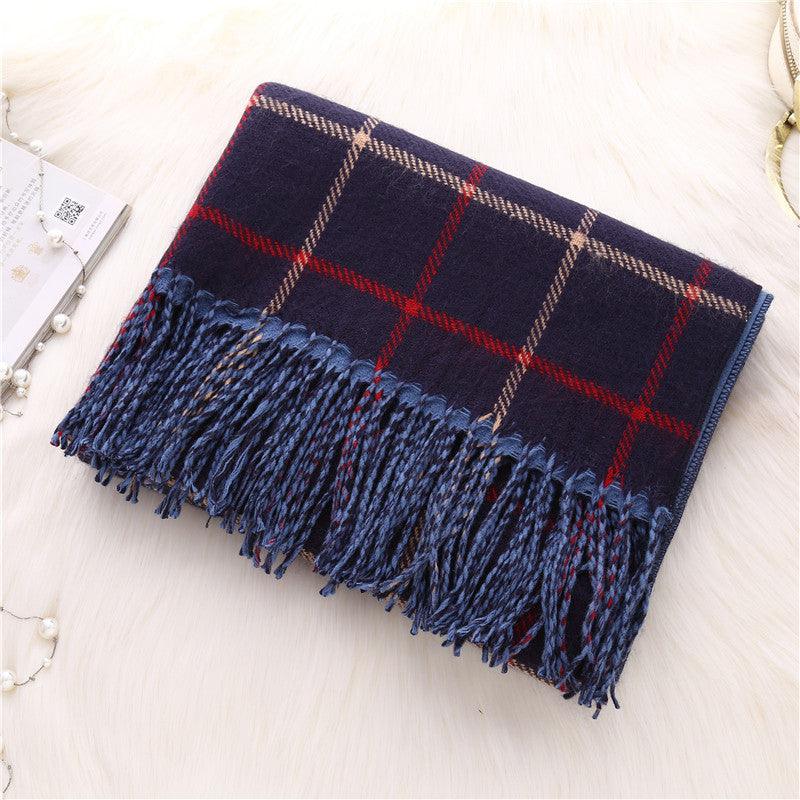 Double-sided plaid scarf women - melvincucci