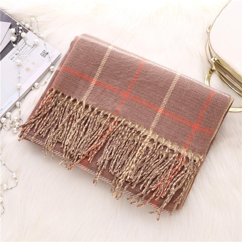 Double-sided plaid scarf women - melvincucci
