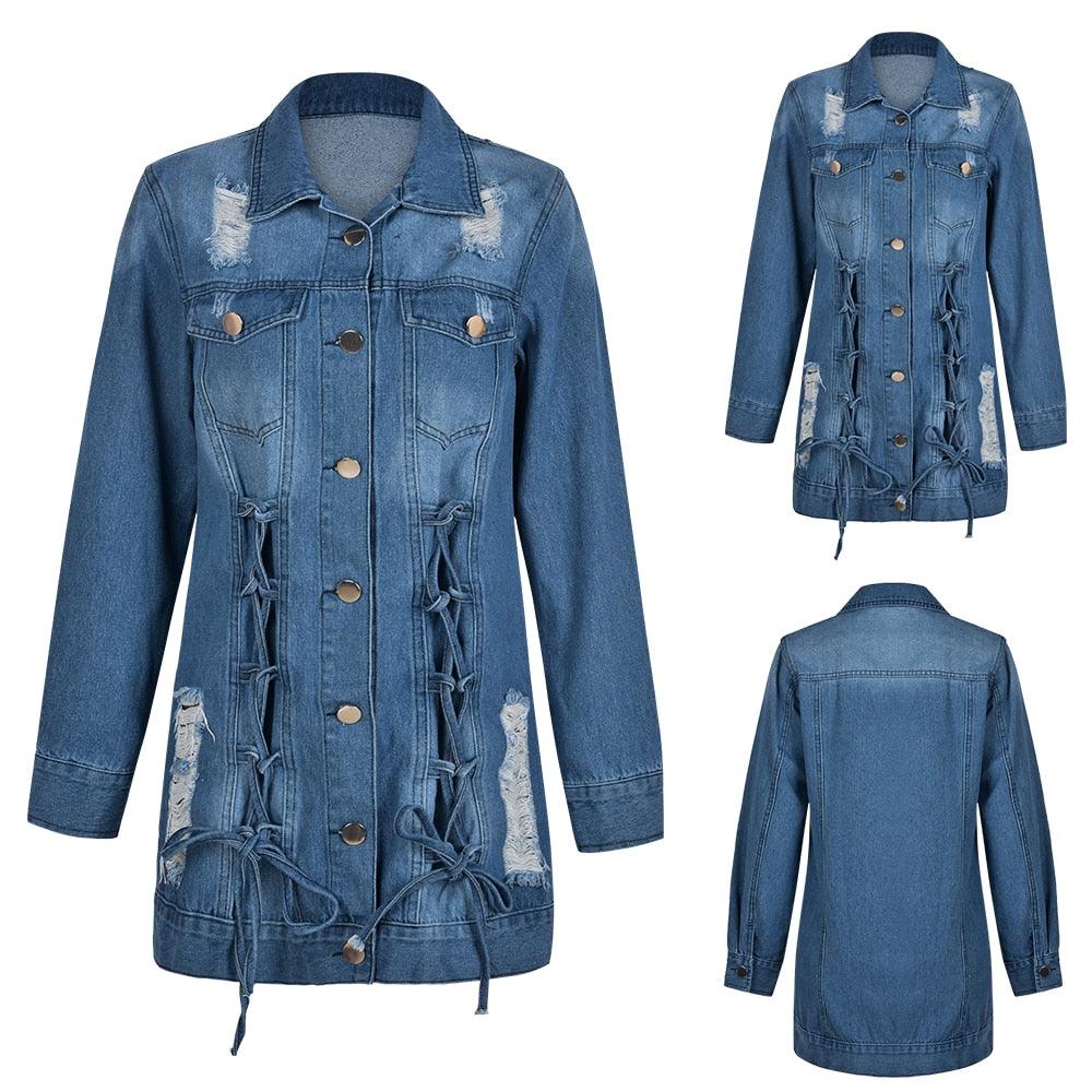 Down Jacket Loose Coat Jackets For Women Printed Tops denim - melvincucci