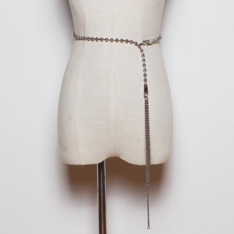 Dress Shirt Sweet Belt Women With Skirt Imitation Pearls - melvincucci