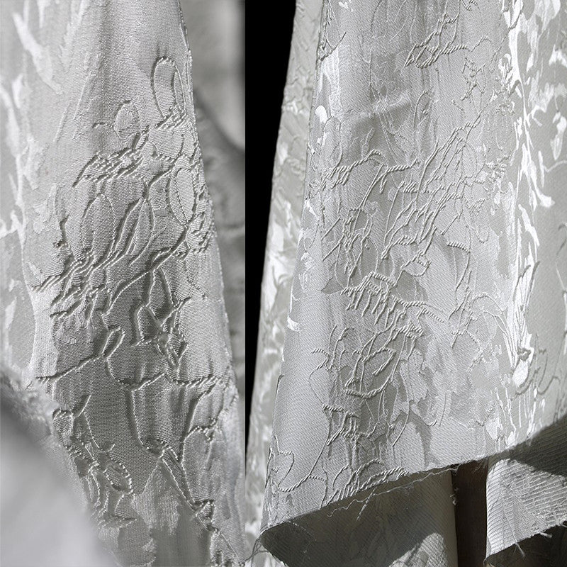 Three-dimensional Jacquard Embroidered Floral Satin Dress Fabric