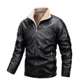 Men Stand Up Collar Plus Velvet Leather Casual - melvincucci