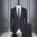 Men's Business Casual Slim Fit Plaid Suit Two Piece - melvincucci