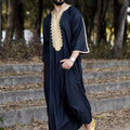 Fashionable Men's Long Shirt Black Muslim Robe - melvincucci