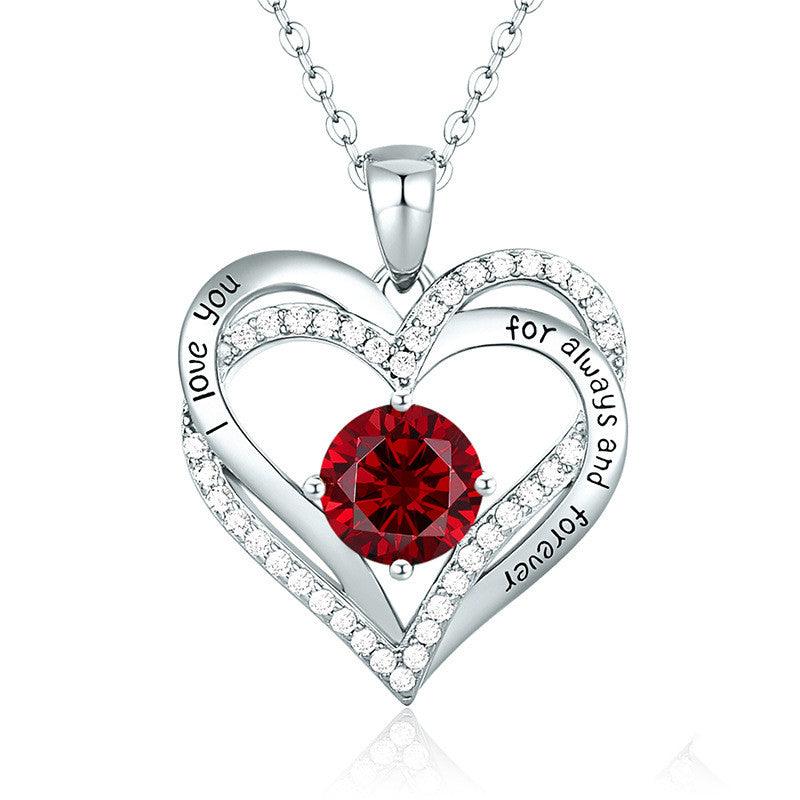 Female 925 Silver Twelve Birthstone Pendant Necklace - melvincucci