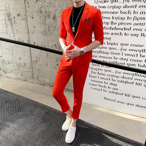 Three-quarter Sleeve Suit Men's Suit Korean Version Of The Trend Of Casual Men's Mid-sleeve Suit - melvincucci