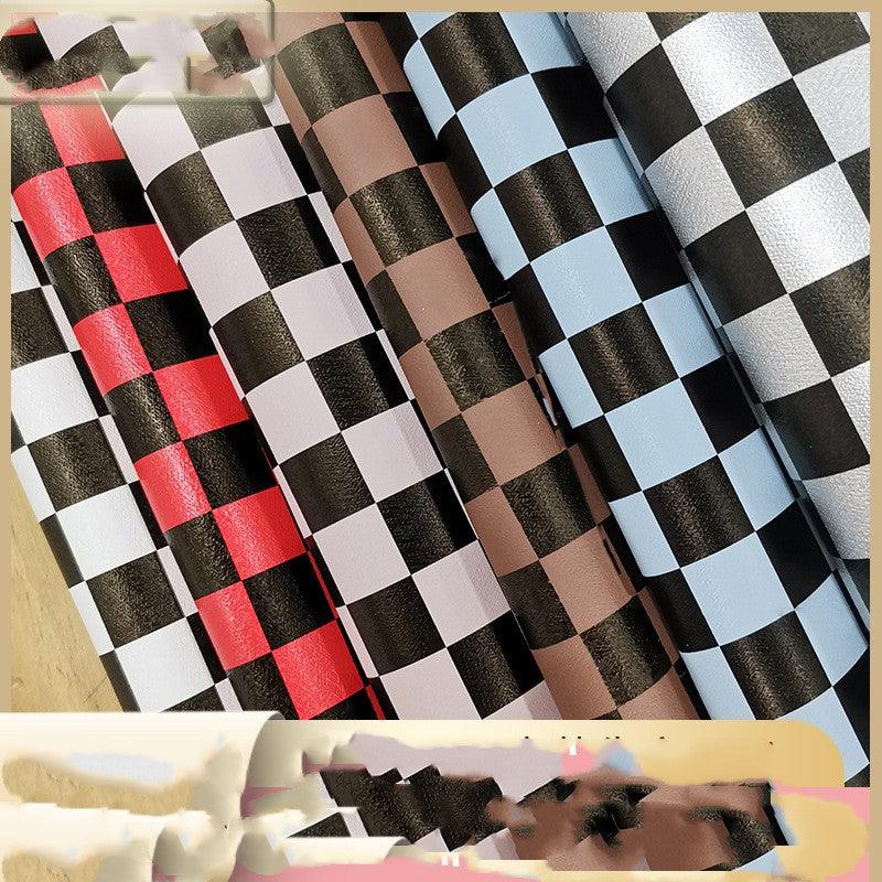 Classic Small Checkerboard Printed Leather Fabric - melvincucci
