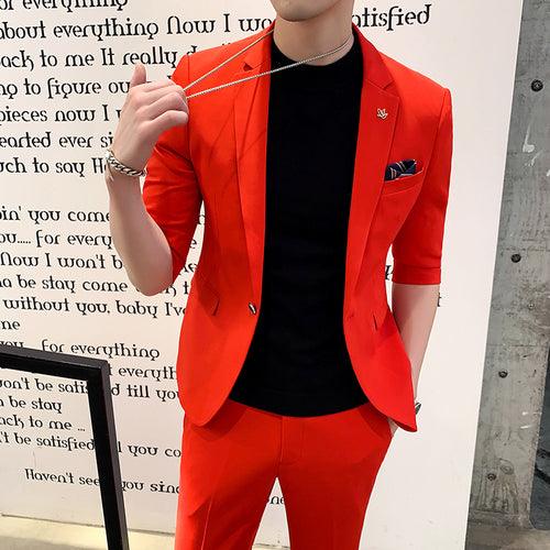 Two-piece Suit With Three-quarter Sleeves And Single Button - melvincucci