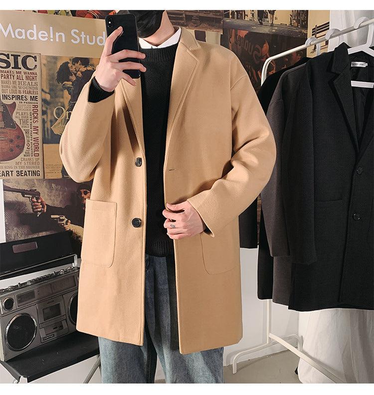 Mid-length Coat Men's Slim Handsome Woolen Coat - melvincucci