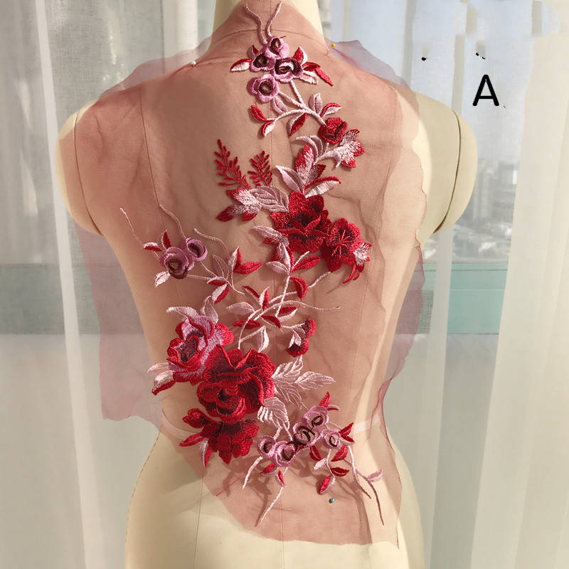 Dress Evening Dress Accessories Lace Fabric Multicolor Computer Embroidered Children's Clothing Decoration