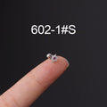 Stainless Steel Inlaid Colorful Zircon Screw Ball Fine Pin Earrings - melvincucci