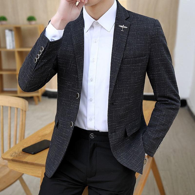 Small Suit Men's Thin Slim-fit Dark Pattern Jacket - melvincucci