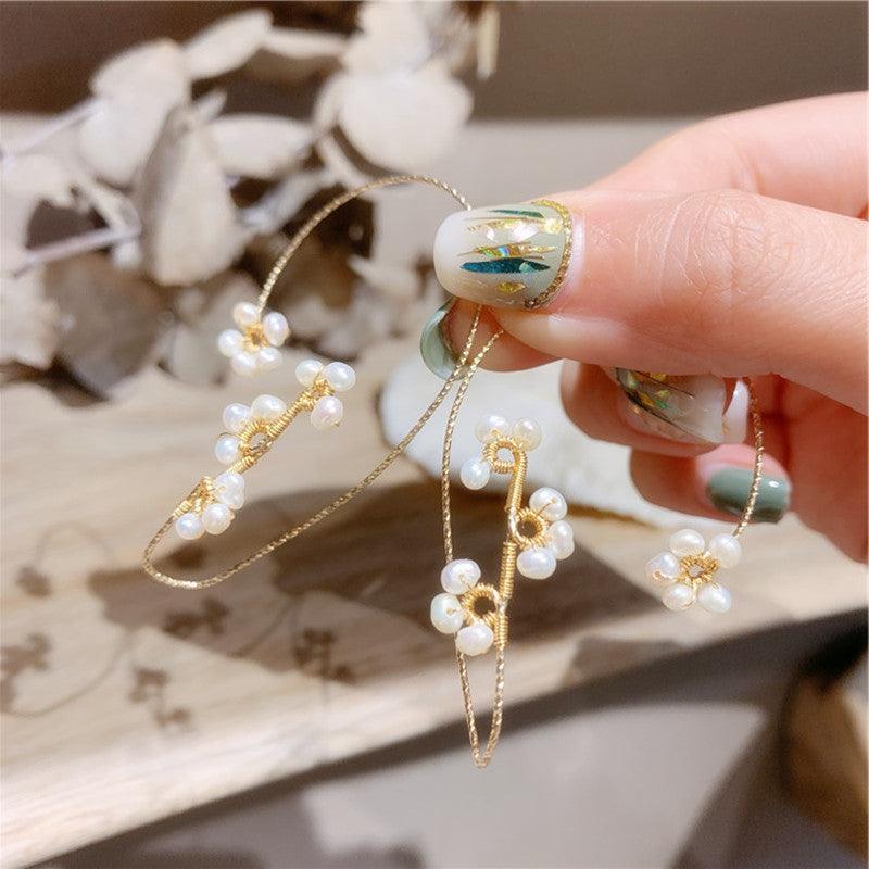 Design Hand-woven Flower Pearl Earrings - melvincucci