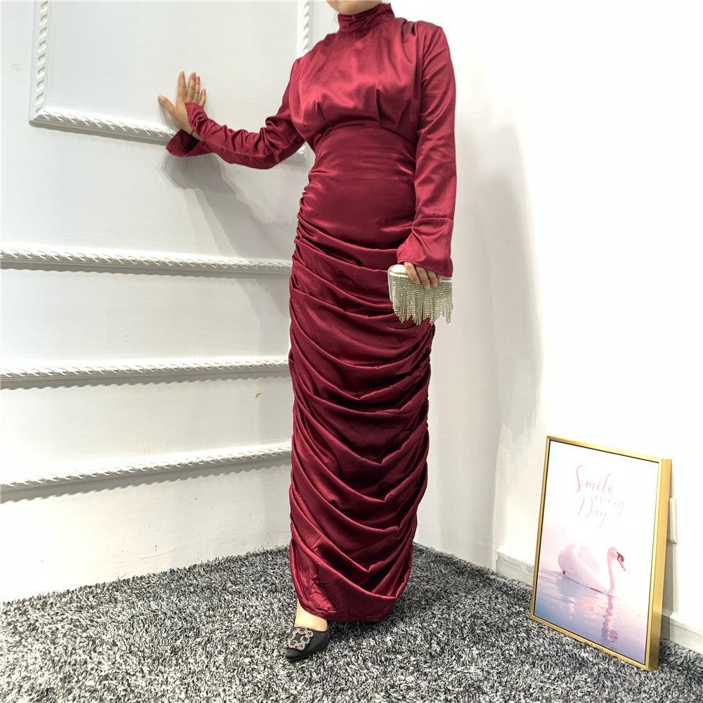 Eid Robe Satin Longue Abaya Dubai Turkey Muslim Hijab Long Dress - melvincucci