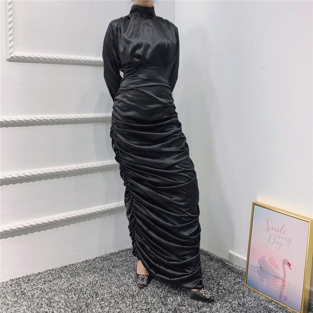 Eid Robe Satin Longue Abaya Dubai Turkey Muslim Hijab Long Dress - melvincucci