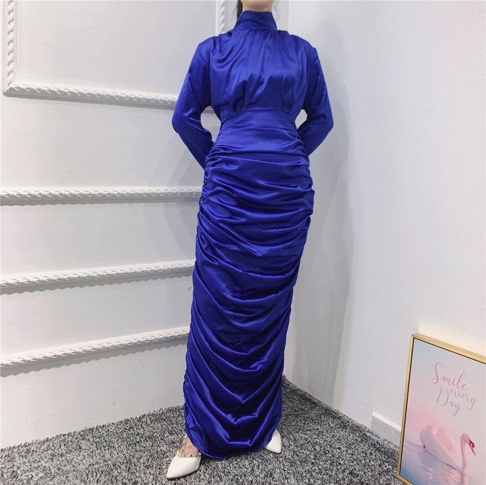 Eid Robe Satin Longue Abaya Dubai Turkey Muslim Hijab Long Dress - melvincucci