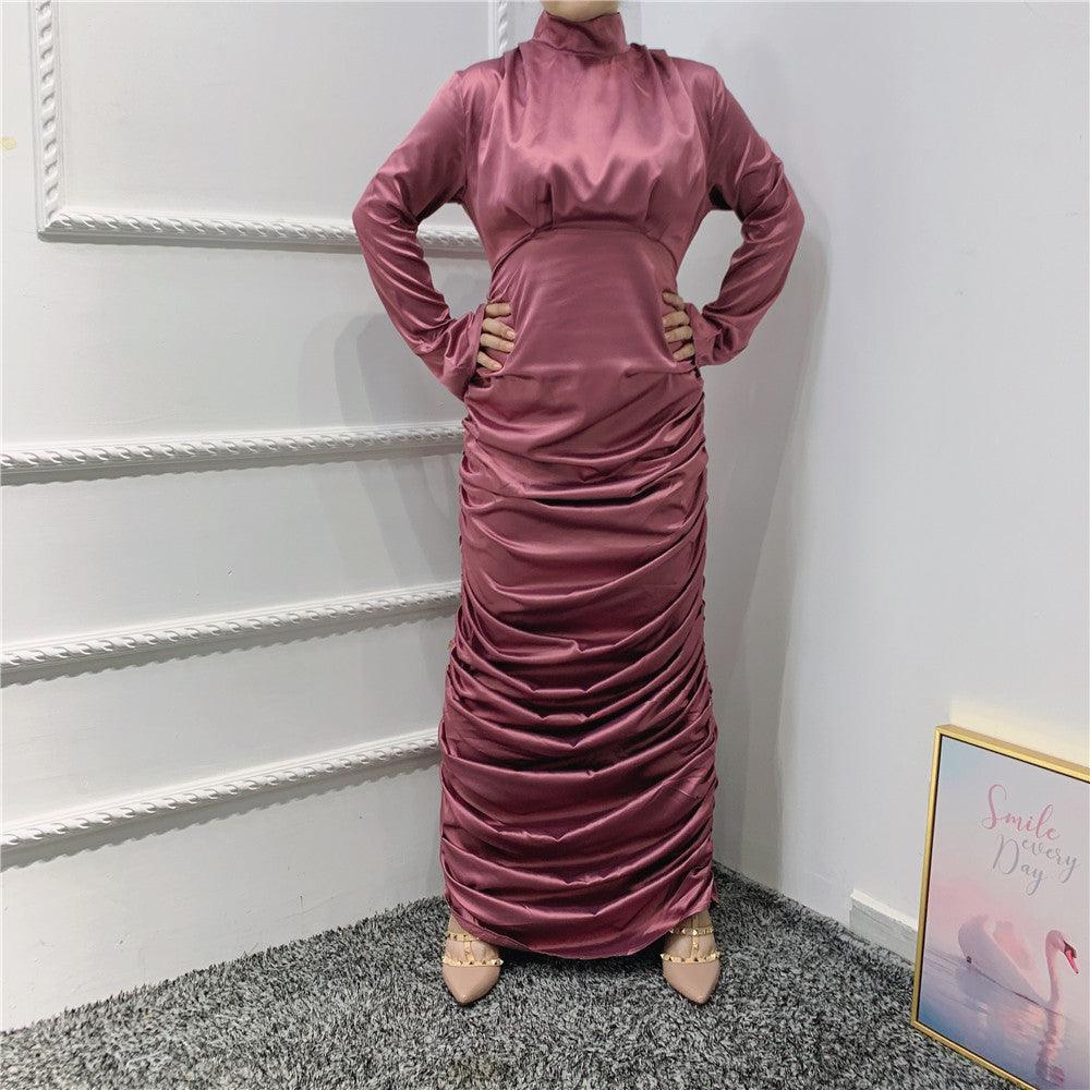 Eid Robe Satin Longue Abaya Dubai Turkey Muslim Hijab Long Dress - melvincucci