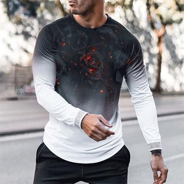 Elastic Mens T-Shirt V-Neck Long Sleeve Men T Shirt - melvincucci