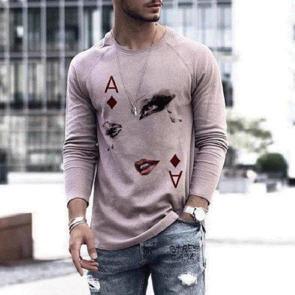 Elastic Mens T-Shirt V-Neck Long Sleeve Men T Shirt - melvincucci