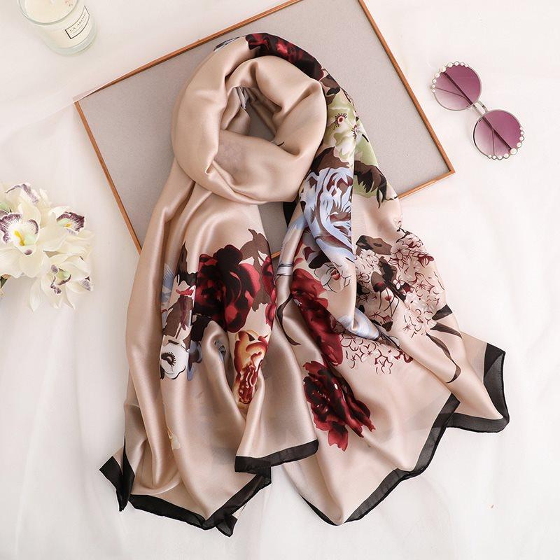 Elegant And Atmospheric Scarf For Women, Fashion Imitation Silk Air Conditioning Shawl - melvincucci
