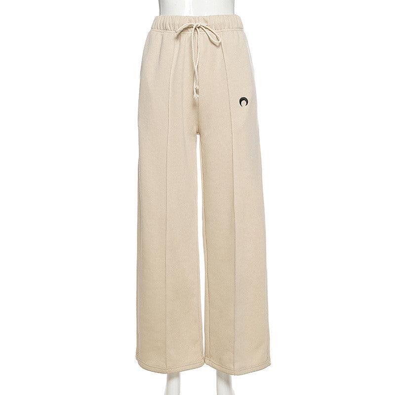 Embroidered Casual Straight Leg Simple All-match Pant - melvincucci