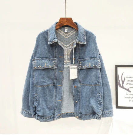 Embroidered Denim Jacket Women Loose Korean Style Wild Spring And Autumn Net Red Denim Jacket - melvincucci