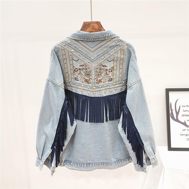 Embroidered Denim Jacket Women Loose Korean Style Wild Spring And Autumn Net Red Denim Jacket - melvincucci