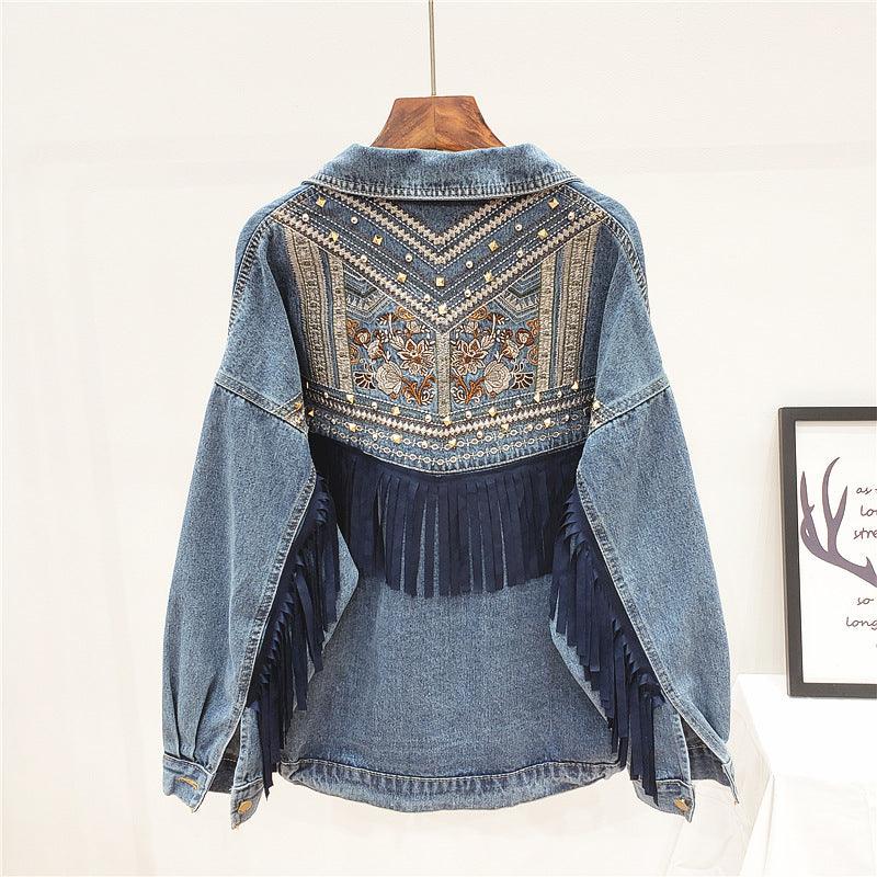 Embroidered Denim Jacket Women Loose Korean Style Wild Spring And Autumn Net Red Denim Jacket - melvincucci