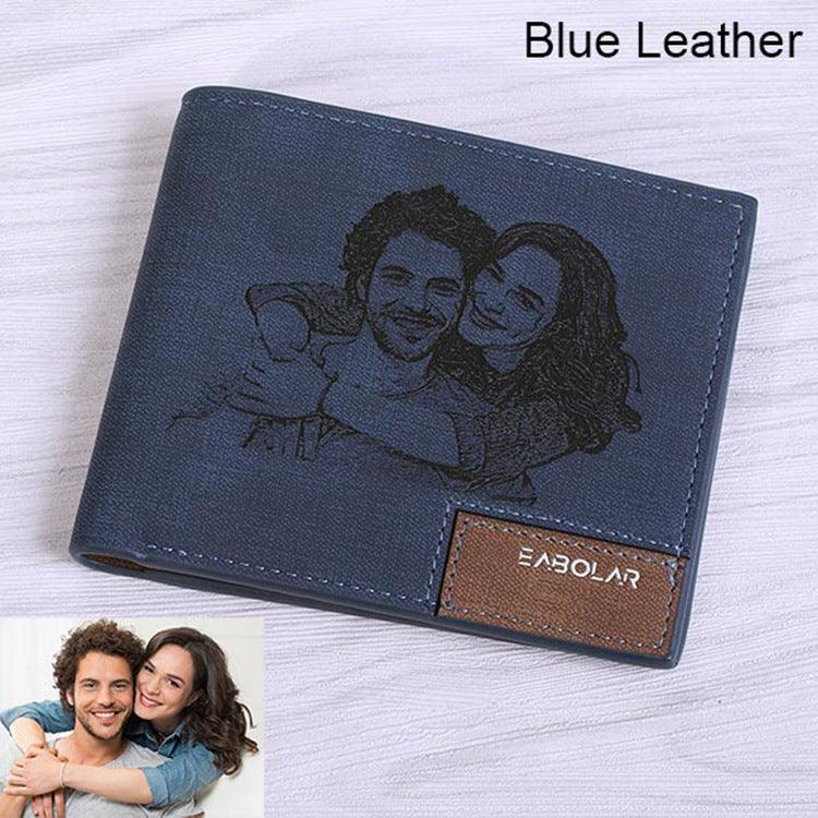 Engraving men Personalized inscription Photo engraved short wallet wallet personalized handbag postcard engraved wallets leather wallets - melvincucci