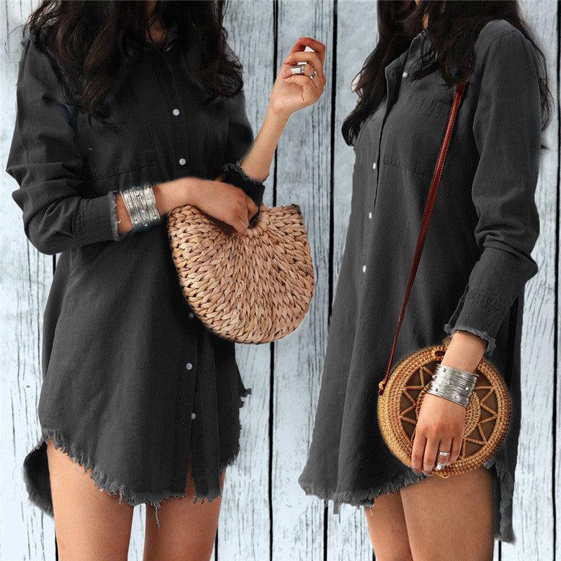 European and American Fashion Fringed Denim Shirt Women - melvincucci
