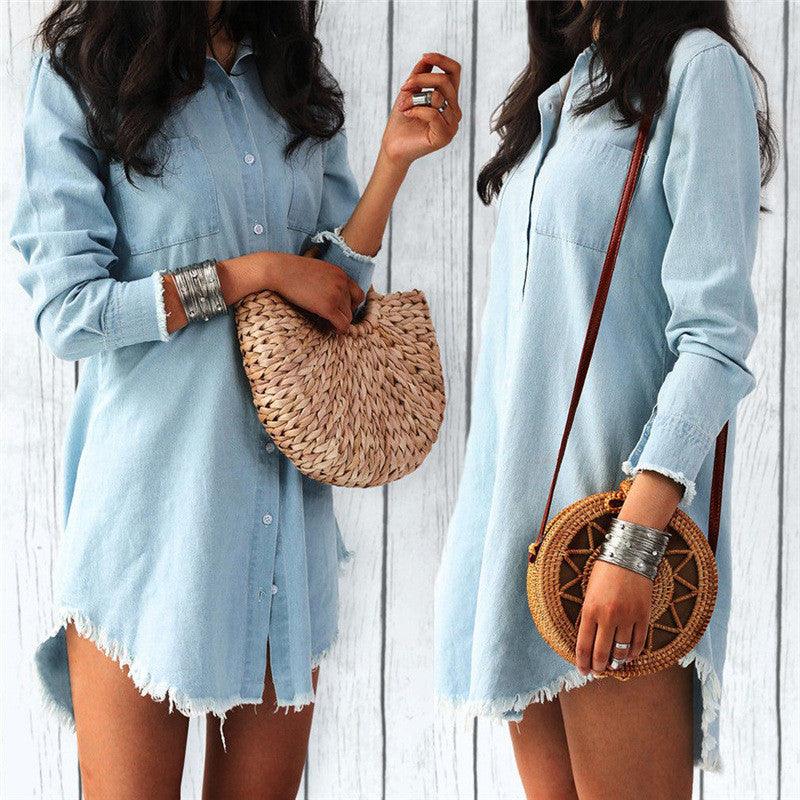 European and American Fashion Fringed Denim Shirt Women - melvincucci